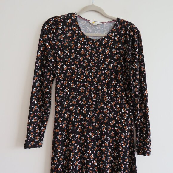 BODEN Crew Neck Jersey Midi Dress in Ditsy Dotty Floral Fall Cottagecore US 4P - Picture 3 of 15